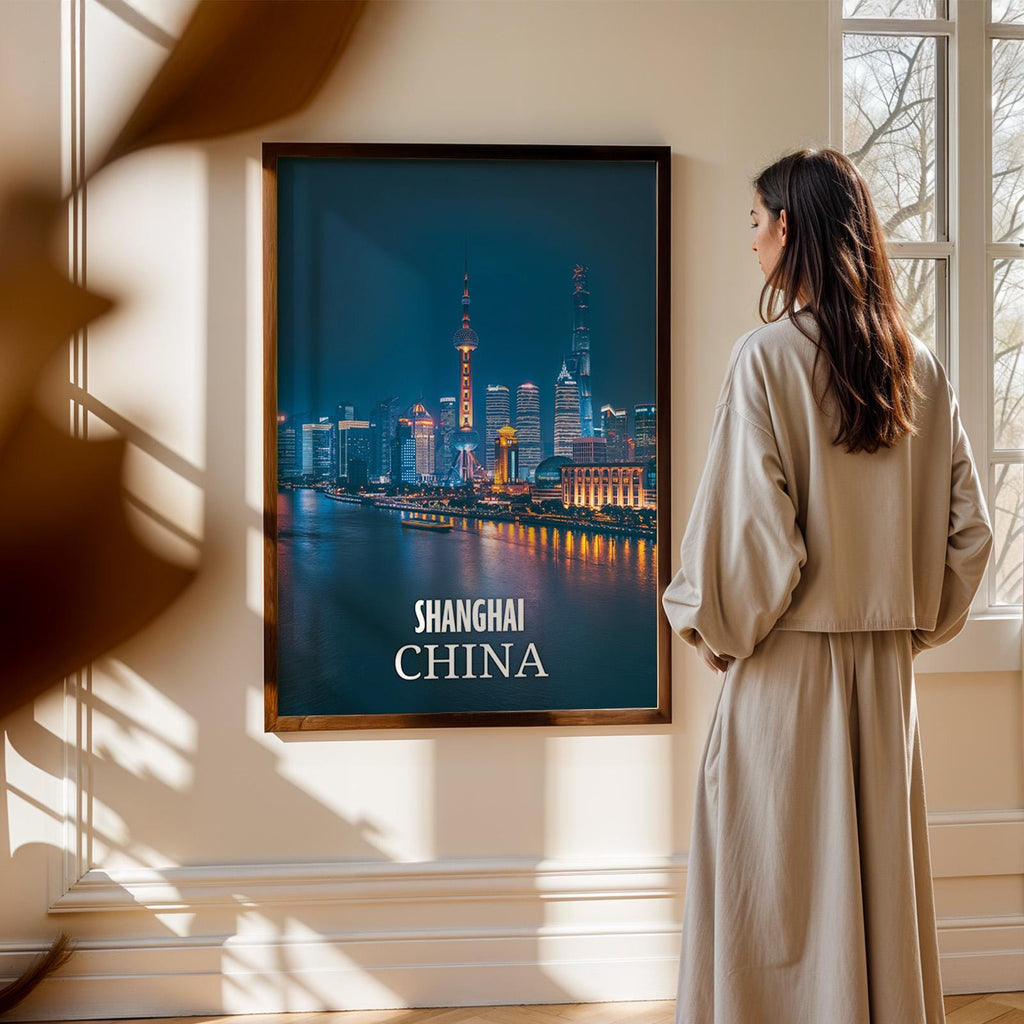 Shanghai Skyline Print: Vibrant China Bund Wall Art (Digital Download)