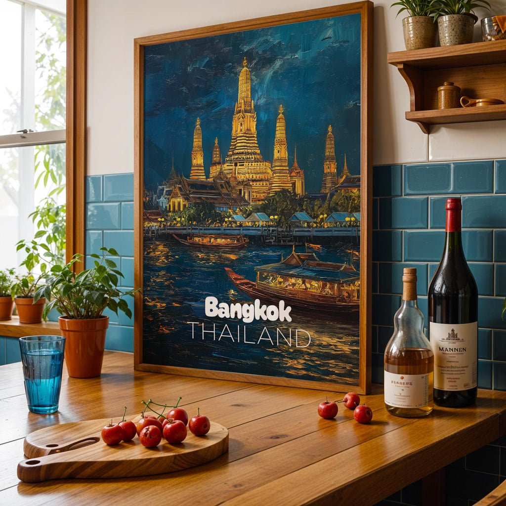 Bangkok Temple Night Print: Vibrant Thailand Wall Art (Digital Download)