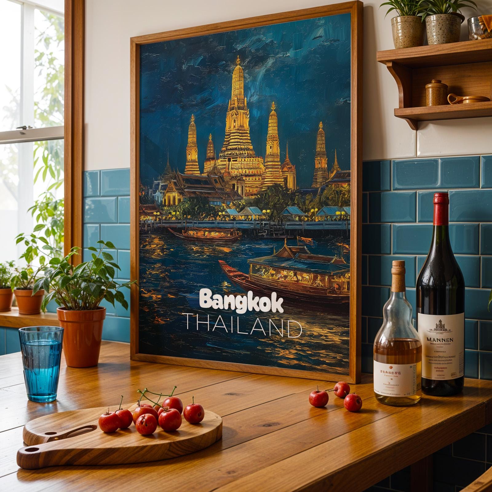 Bangkok Temple Night Print: Vibrant Thailand Wall Art (Digital Download)