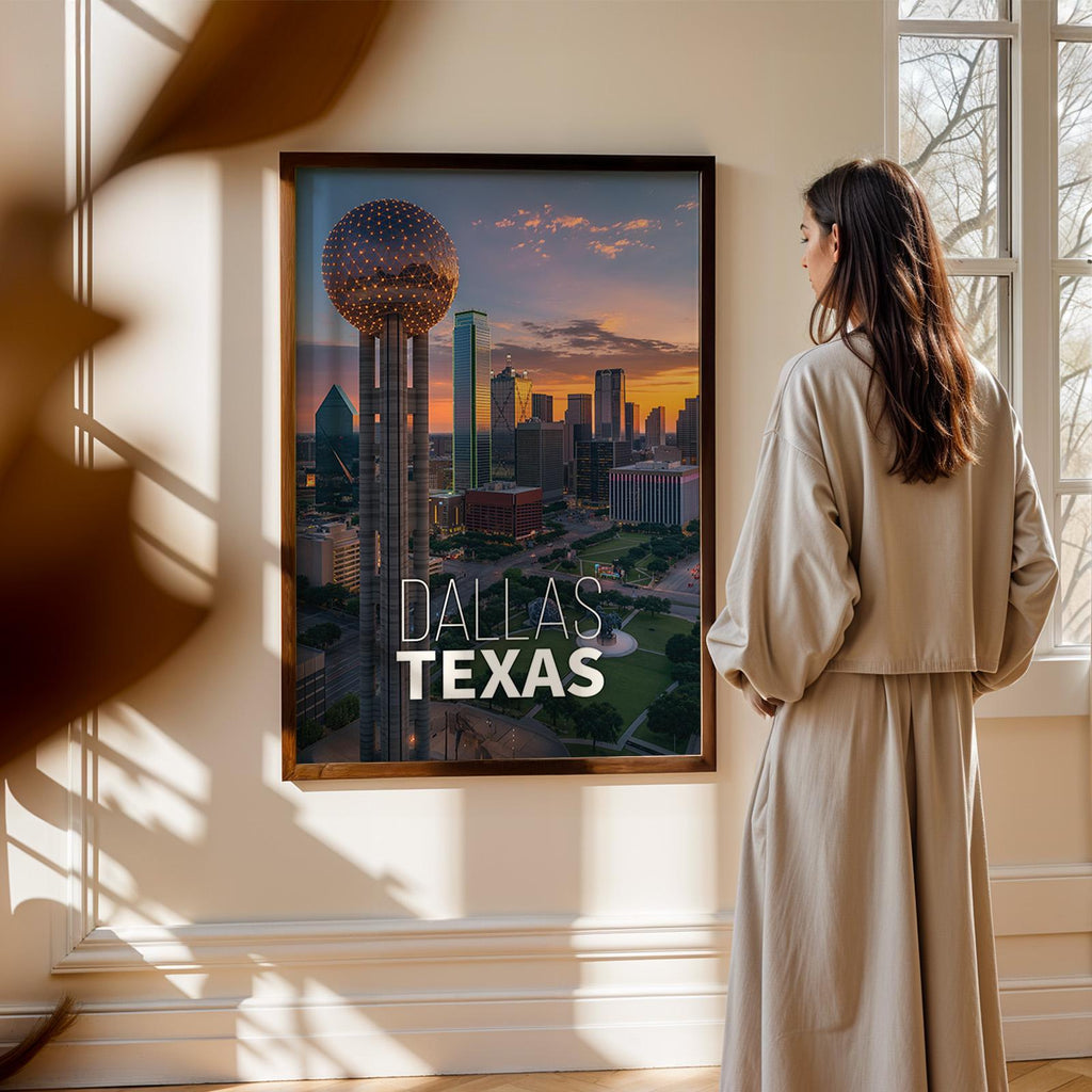 Dallas Texas Skyline Print: Reunion Tower Wall Art (Digital Download