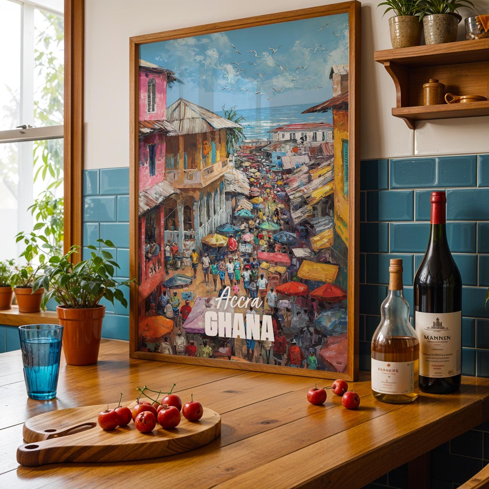Accra Ghana Market Coastal Print: Vibrant African Wall Art (Digital Download)