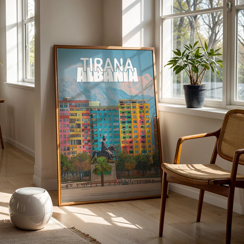 Tirana Albania Cityscape Print: Skanderbeg Square Wall Art (Digital Download)