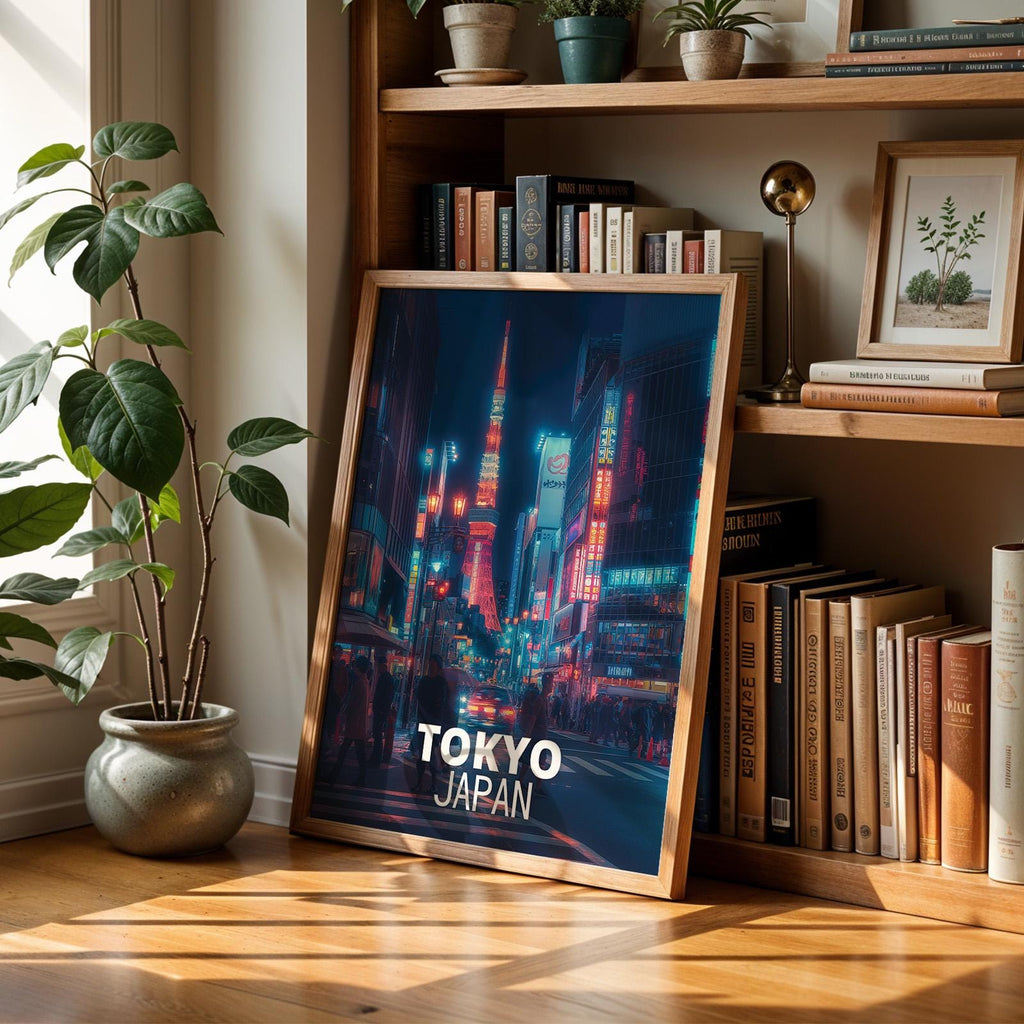 Tokyo Shibuya Neon Cityscape Print: Vibrant Japan Wall Art (Digital Download)