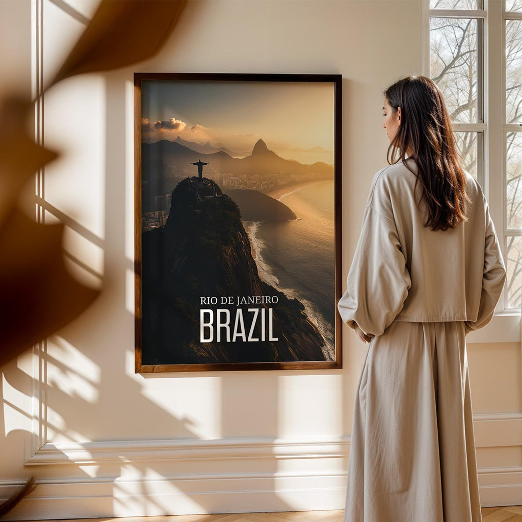 Rio de Janeiro Print: Christ the Redeemer, Brazil Harbor (Digital Download)