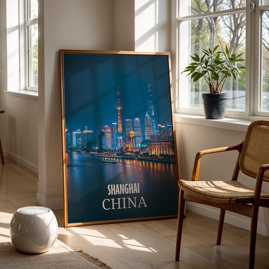 Shanghai Skyline Print: Vibrant China Bund Wall Art (Digital Download)