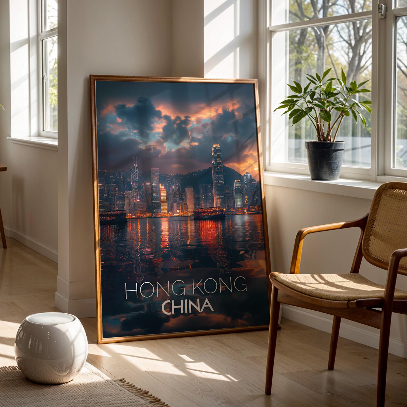 Hong Kong Skyline Print: Vibrant Victoria Harbour Wall Art (Digital Download)