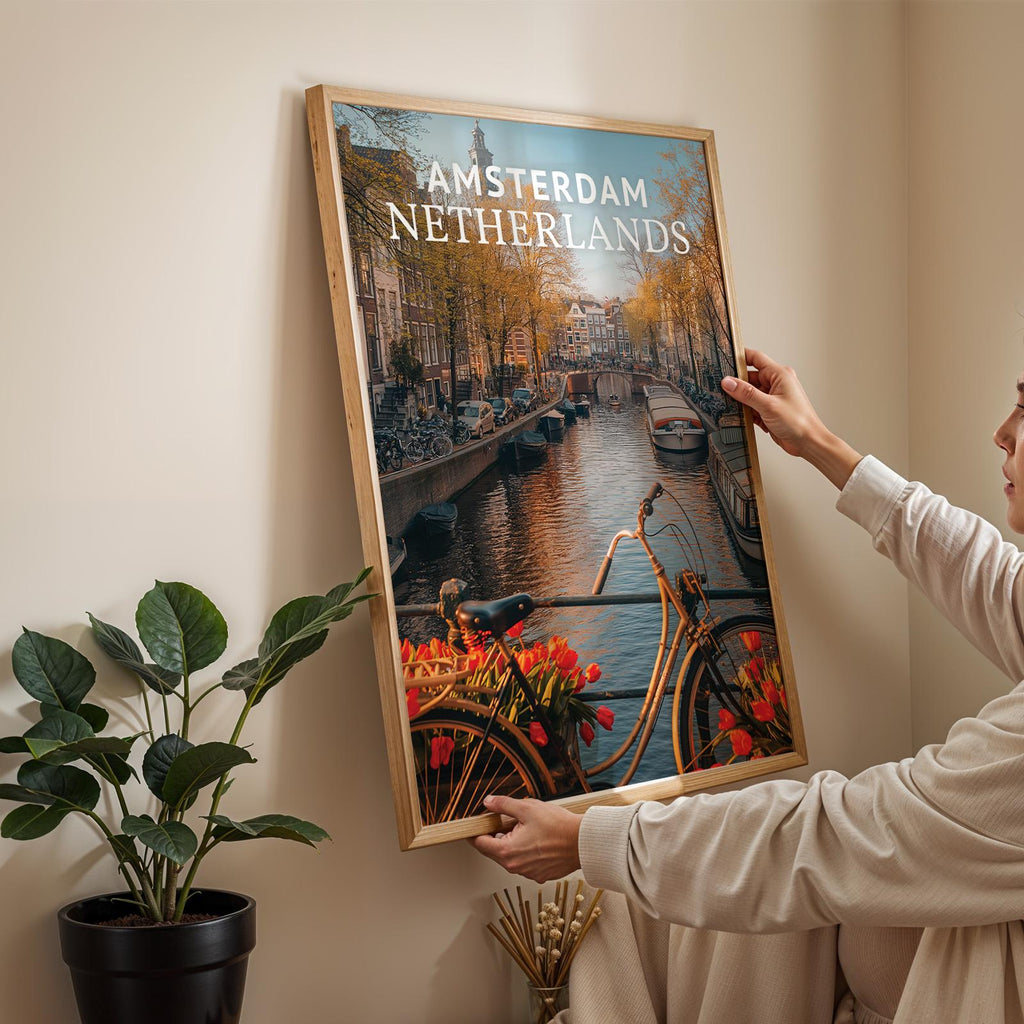 Amsterdam Canal Bridge Print: Vibrant Netherlands Cityscape (Digital Download)