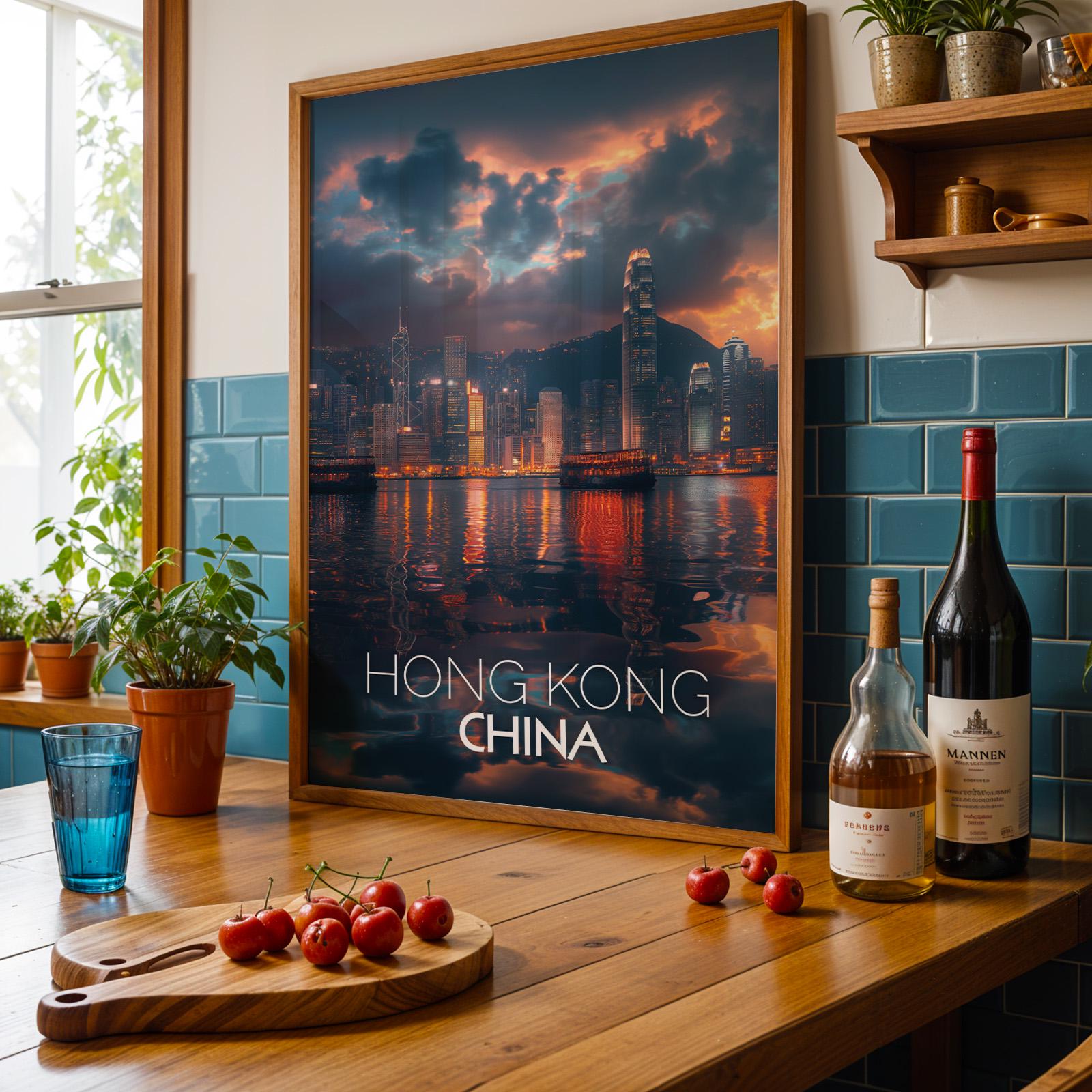 Hong Kong Skyline Print: Vibrant Victoria Harbour Wall Art (Digital Download)