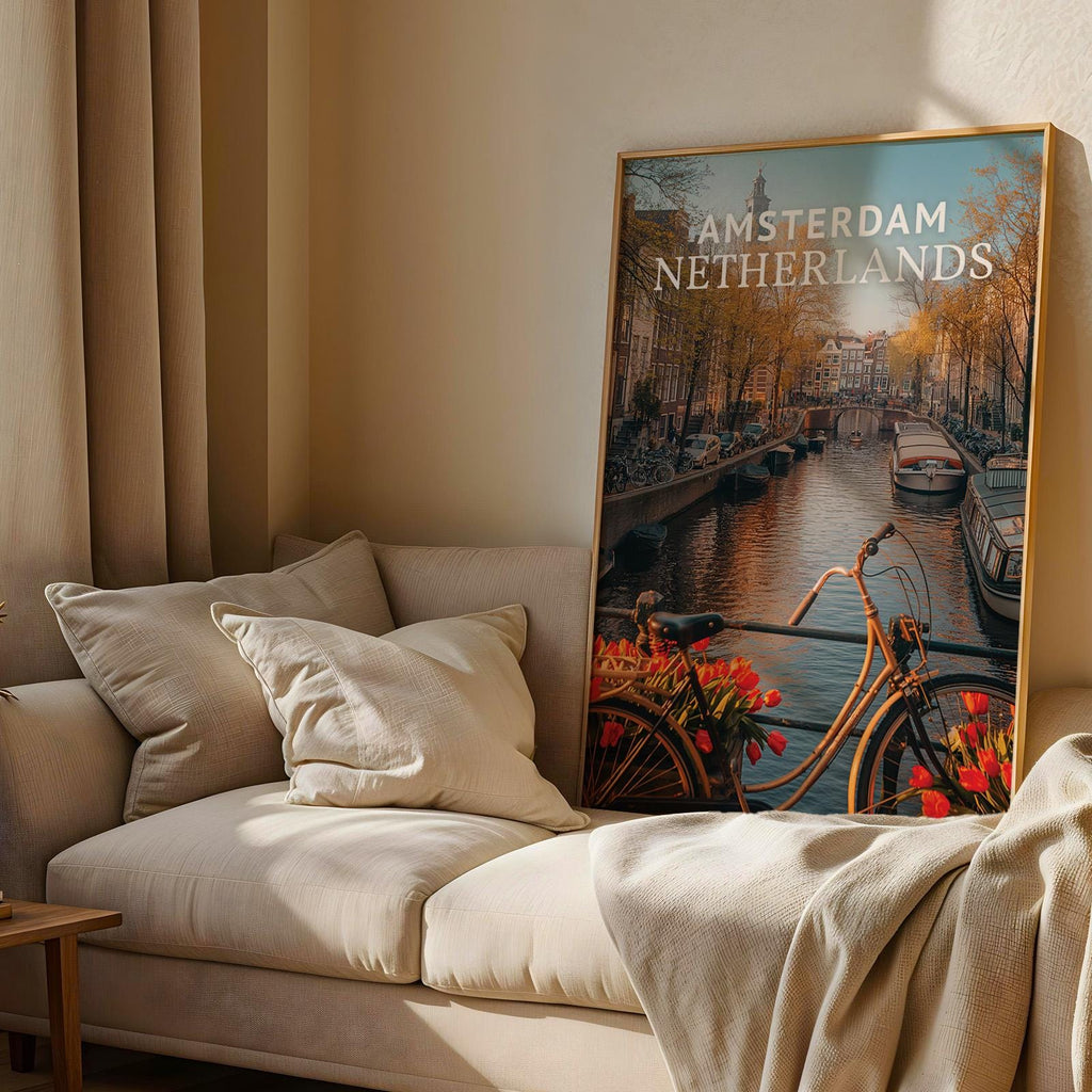 Amsterdam Canal Bridge Print: Vibrant Netherlands Cityscape (Digital Download)
