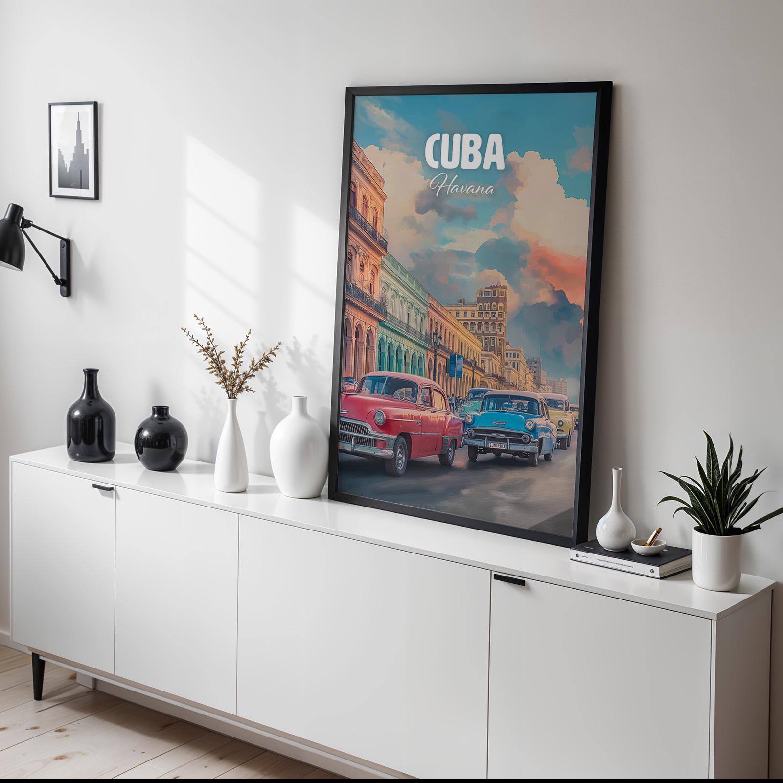 Vintage Havana Cuba Print: Colorful Cityscape Wall Art (Digital Download