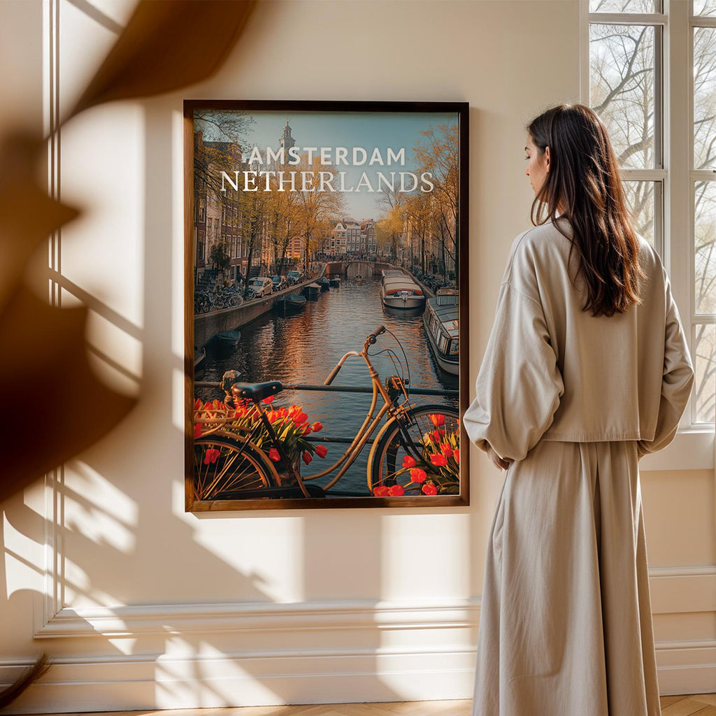 Amsterdam Canal Bridge Print: Vibrant Netherlands Cityscape (Digital Download)