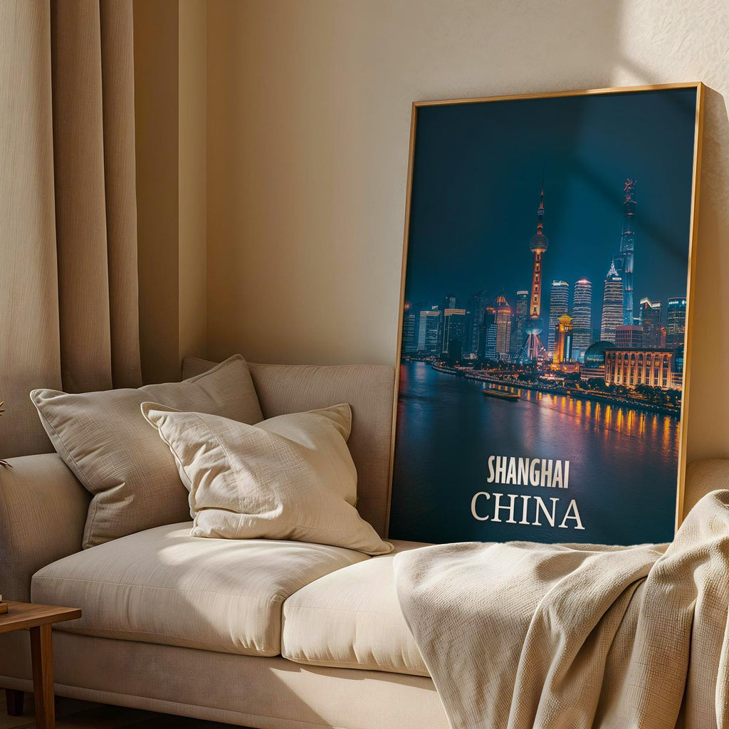 Shanghai Skyline Print: Vibrant China Bund Wall Art (Digital Download)