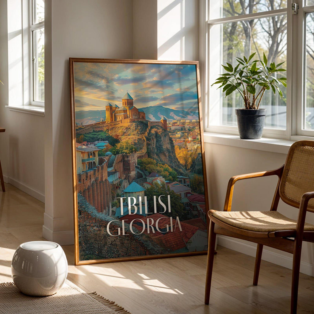 Tbilisi Georgia Cityscape Print: Narikala Fortress Travel Poster (Digital Download