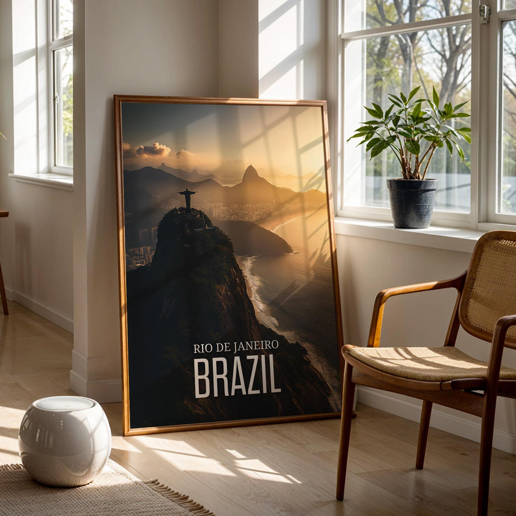 Rio de Janeiro Print: Christ the Redeemer, Brazil Harbor (Digital Download)