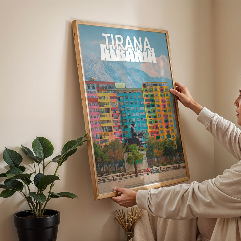 Tirana Albania Cityscape Print: Skanderbeg Square Wall Art (Digital Download)