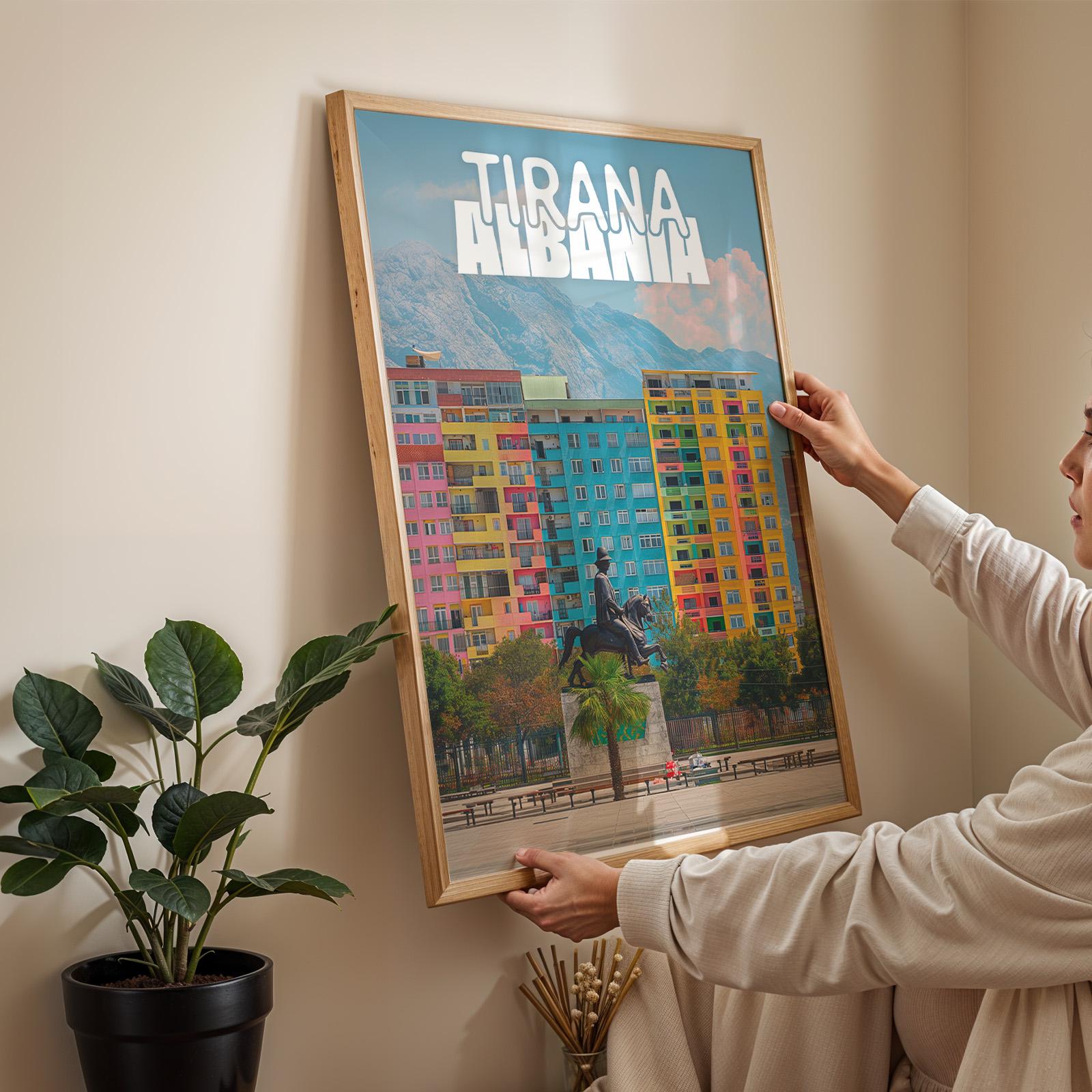 Tirana Albania Cityscape Print: Skanderbeg Square Wall Art (Digital Download)