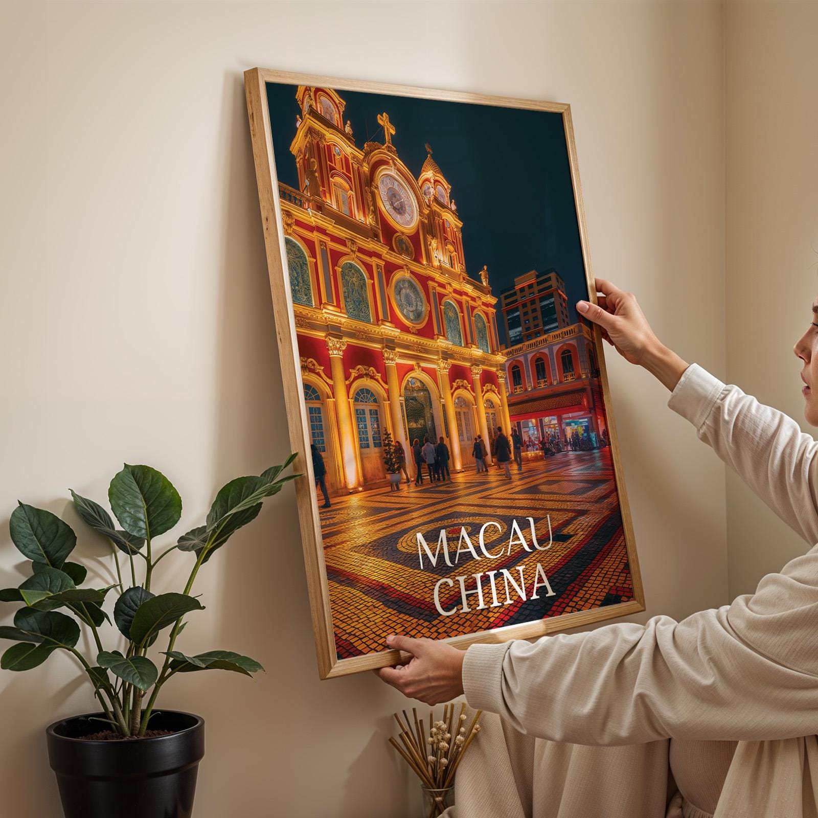 Macau China Ruins Print: Vibrant Cityscape Wall Art (Digital Download)