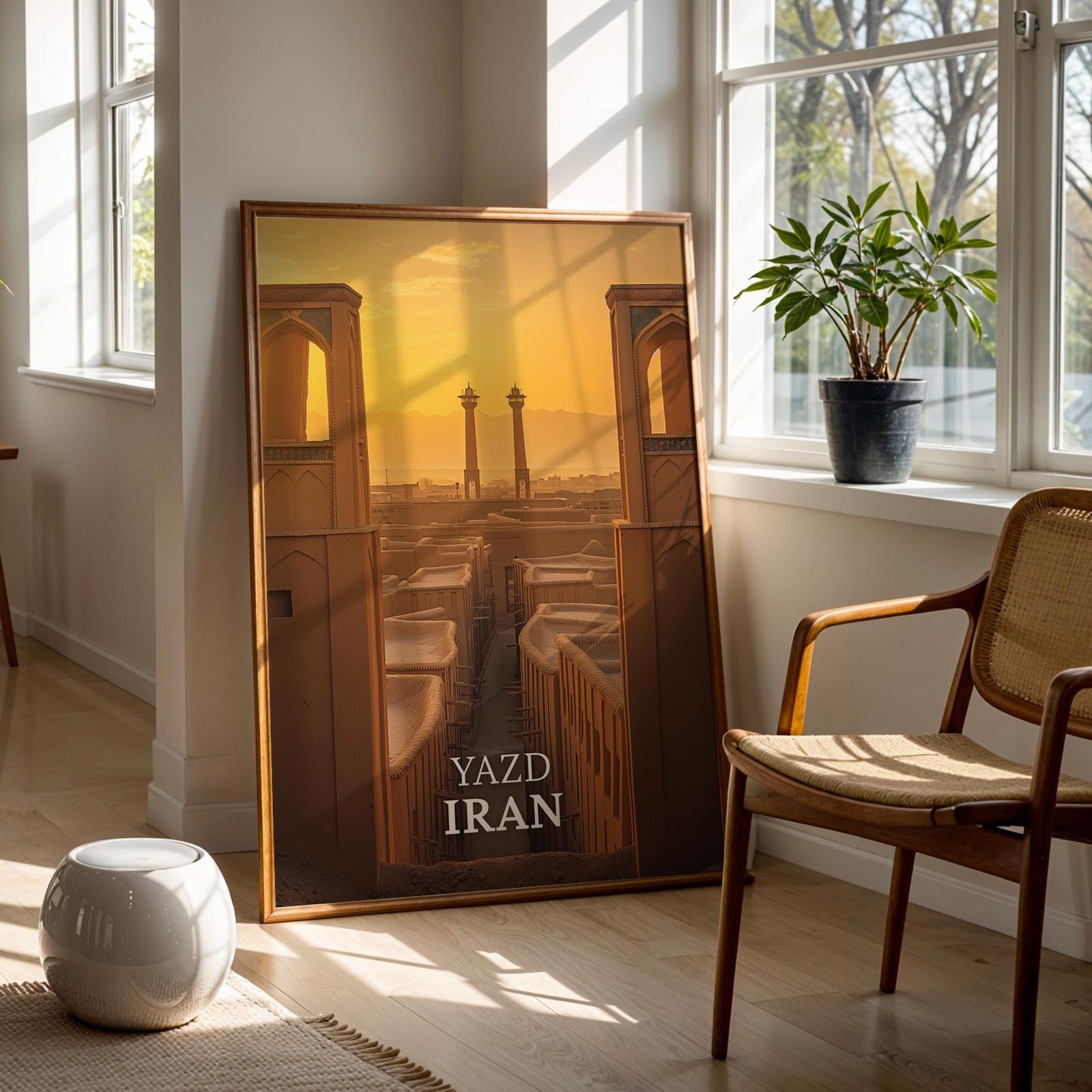 Yazd Iran Print: Vibrant Wind Tower, Old City Wall Art (Digital Download)