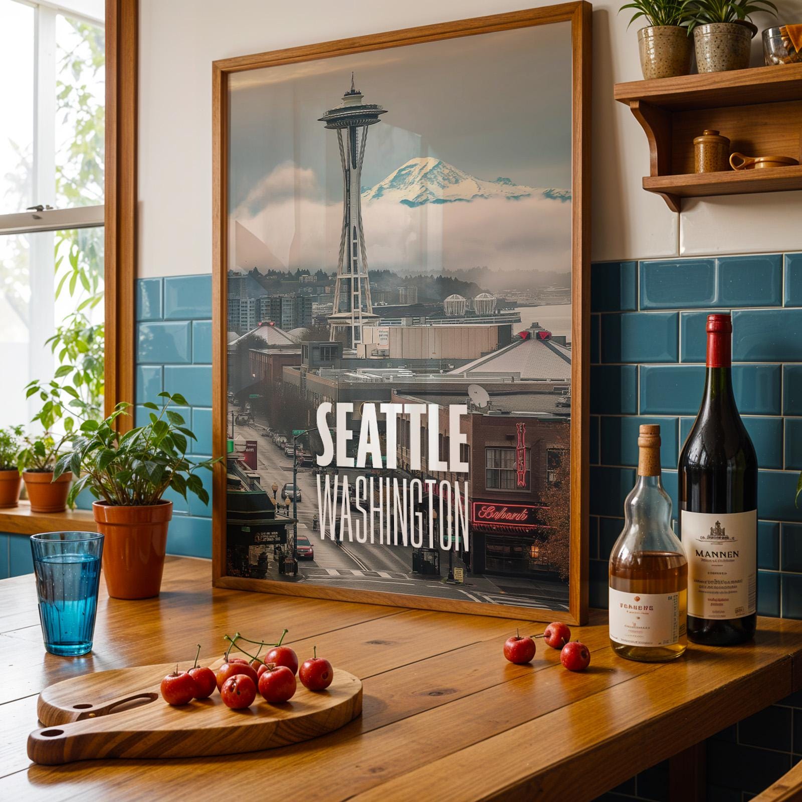 Seattle Space Needle Cityscape Print: Vibrant Pacific Northwest Wall Art (Digital Download
