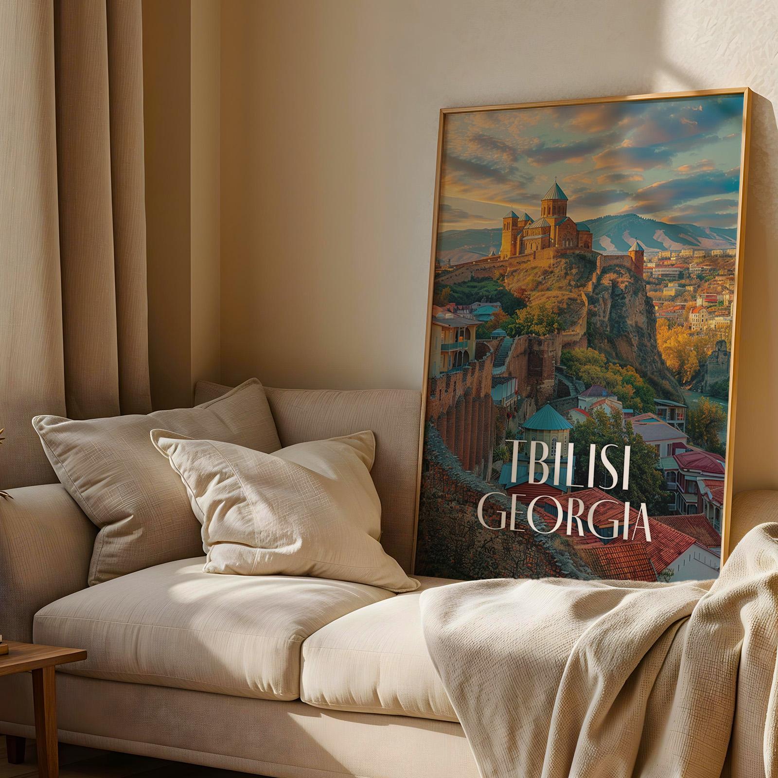 Tbilisi Georgia Cityscape Print: Narikala Fortress Travel Poster (Digital Download