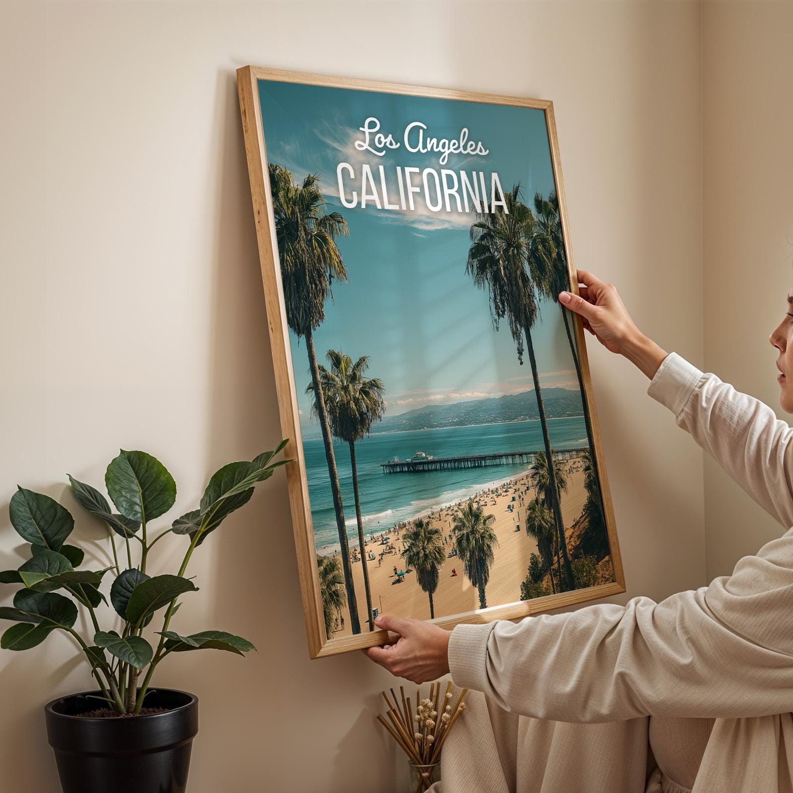 Los Angeles Sunset Cityscape Print: Vibrant California Wall Art (Digital Download)