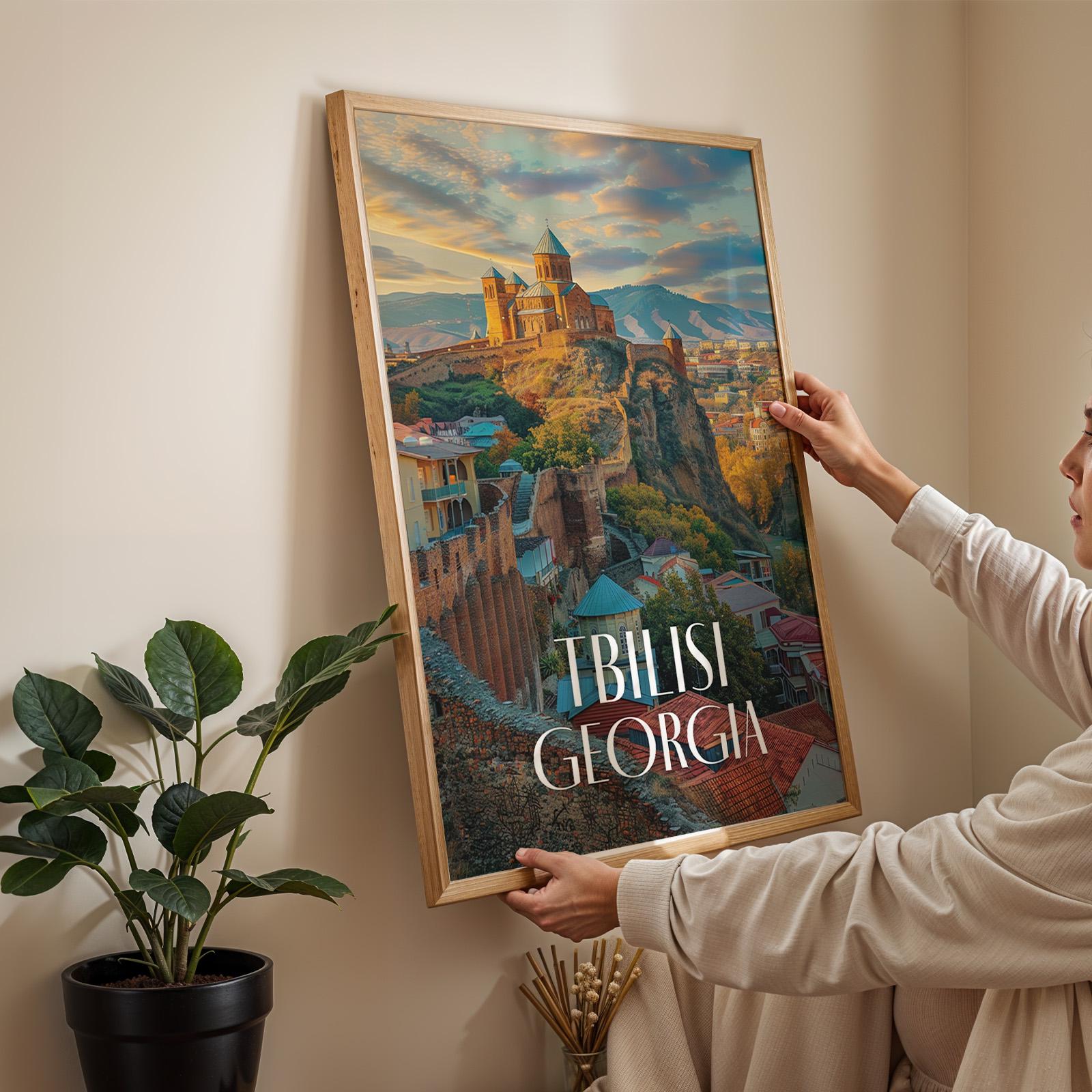 Tbilisi Georgia Cityscape Print: Narikala Fortress Travel Poster (Digital Download