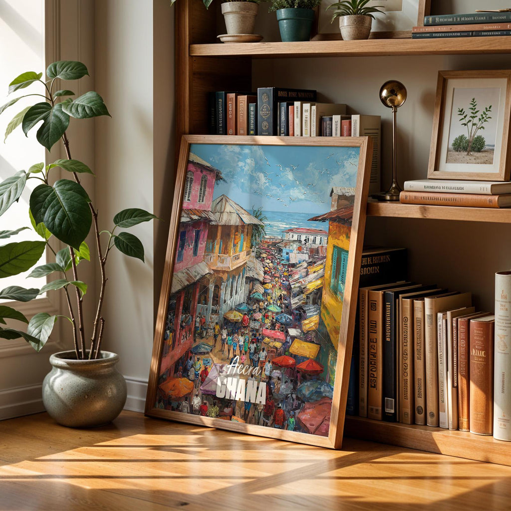 Accra Ghana Market Coastal Print: Vibrant African Wall Art (Digital Download)