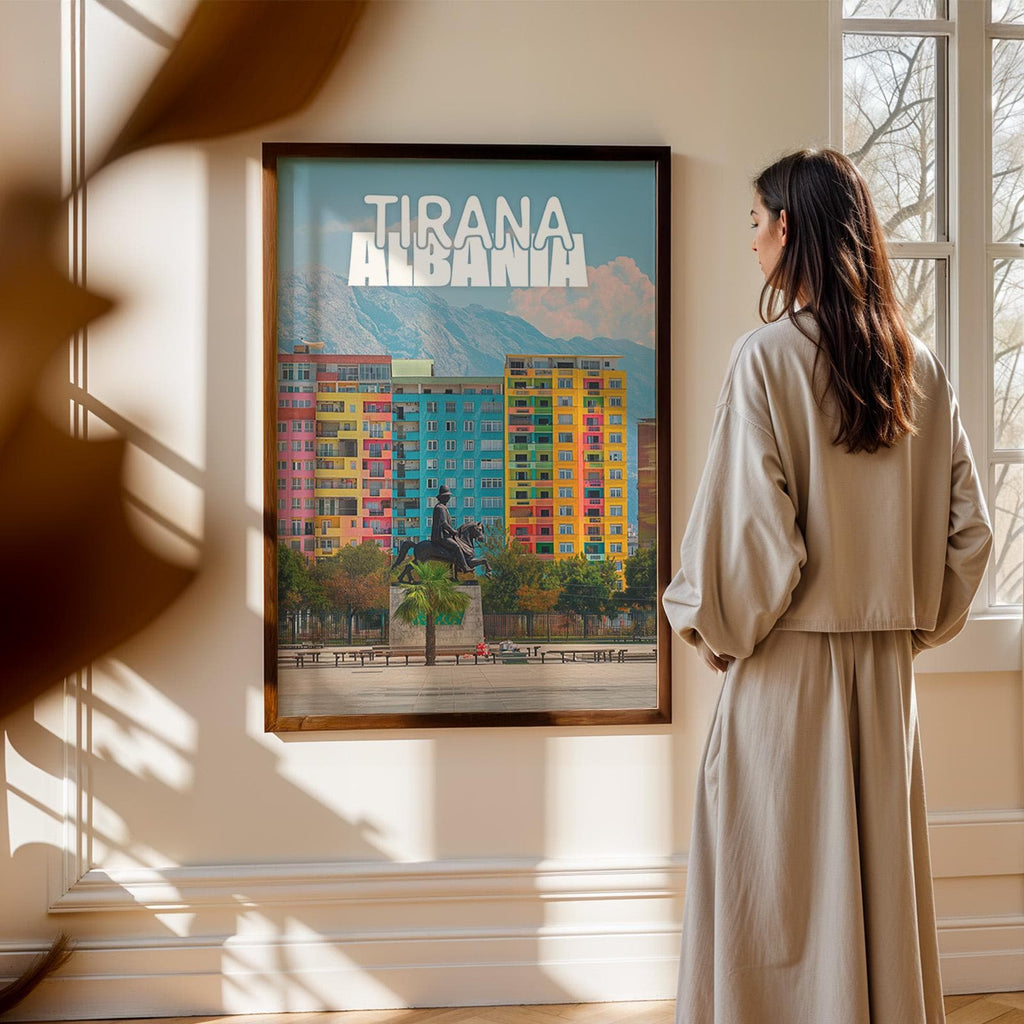 Tirana Albania Cityscape Print: Skanderbeg Square Wall Art (Digital Download)
