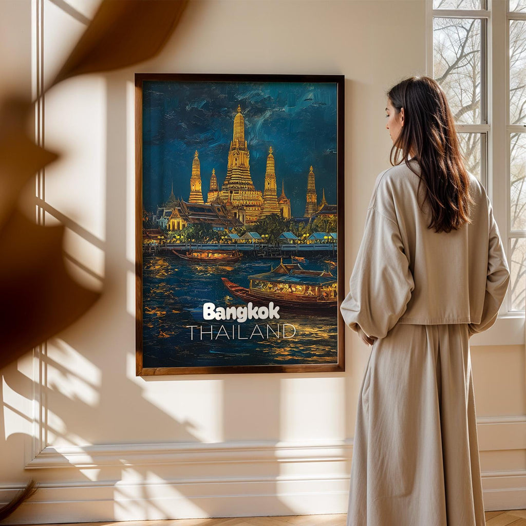 Bangkok Temple Night Print: Vibrant Thailand Wall Art (Digital Download)