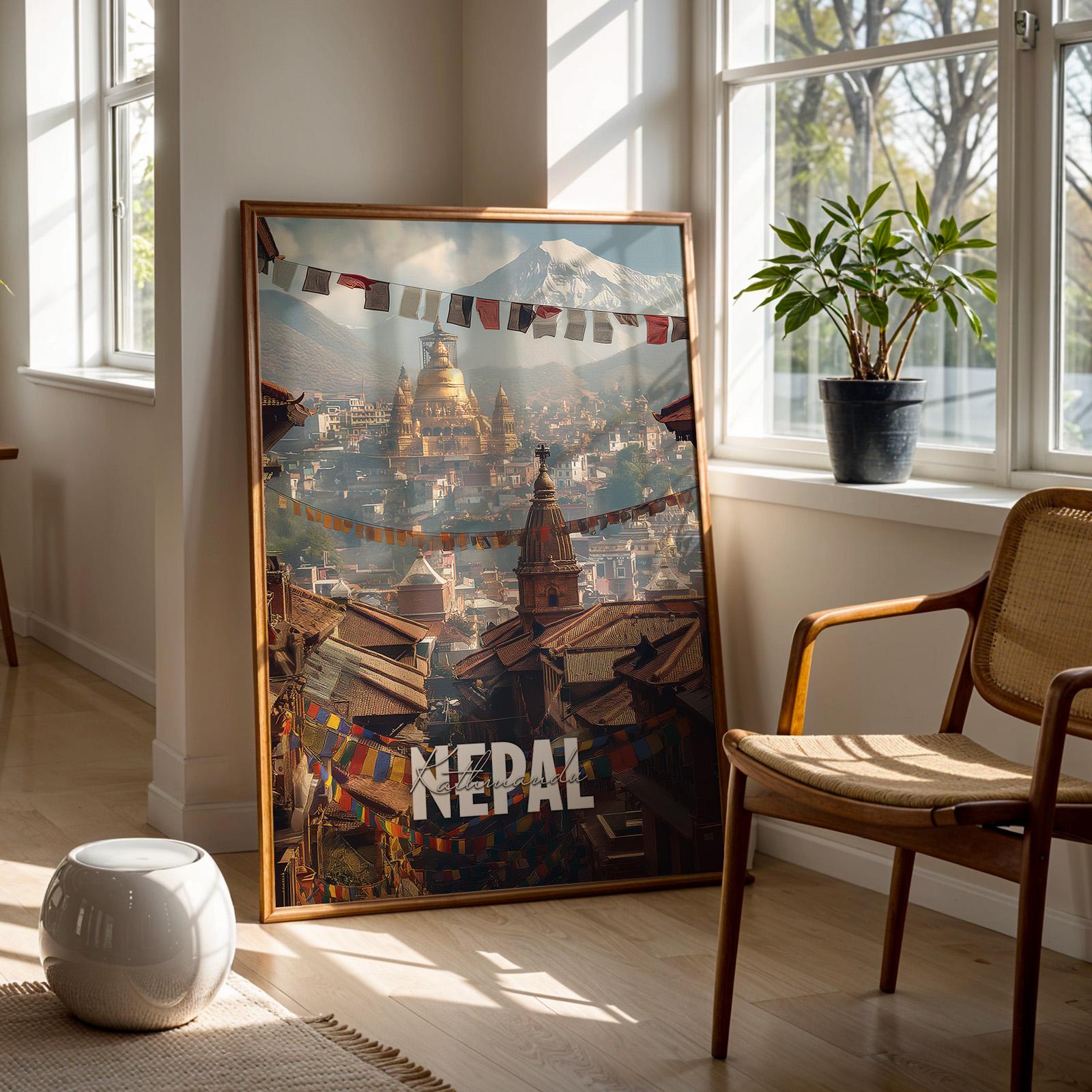 Kathmandu Nepal Temple Print: Vibrant Mountain Wall Art (Digital Download