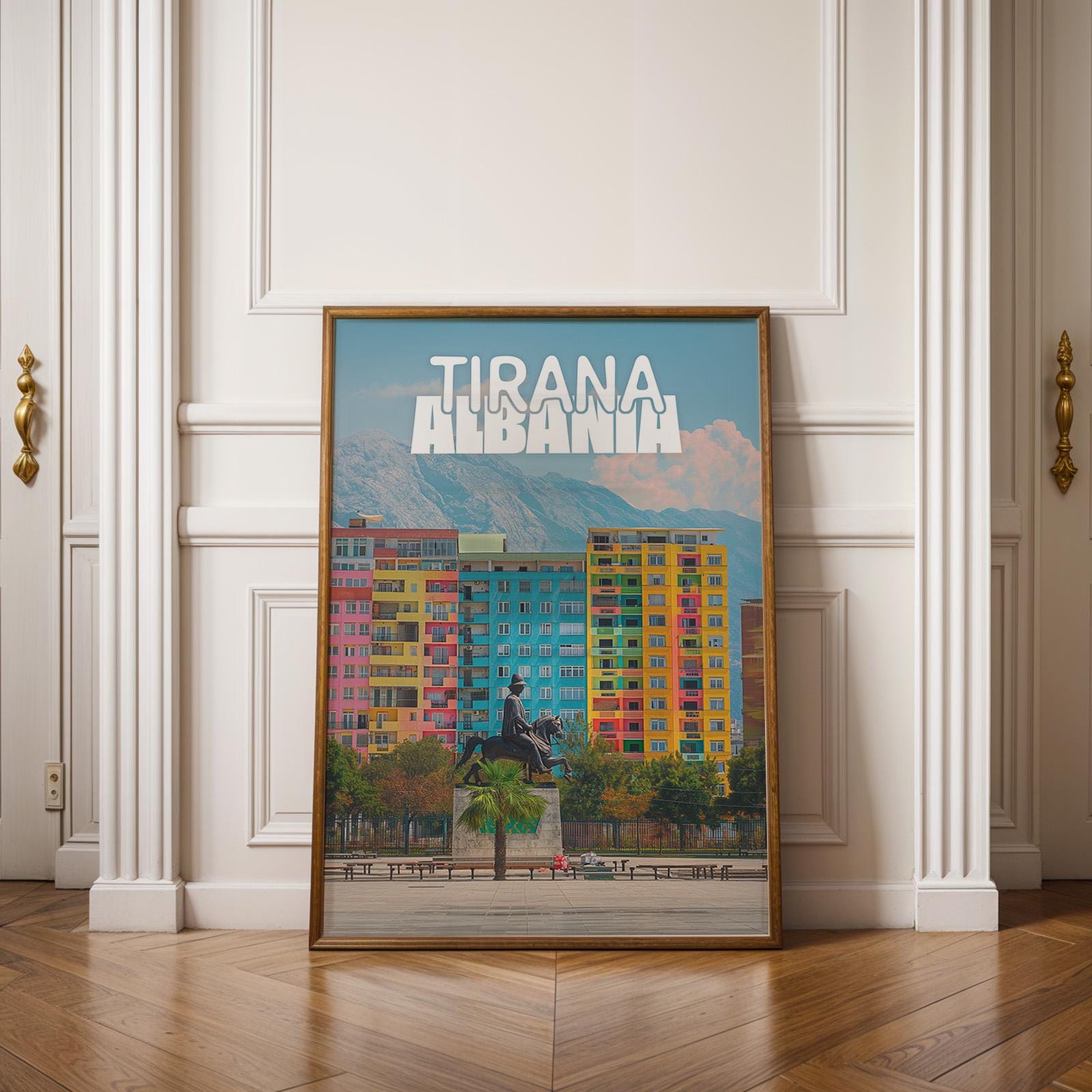 Tirana Albania Cityscape Print: Skanderbeg Square Wall Art (Digital Download)