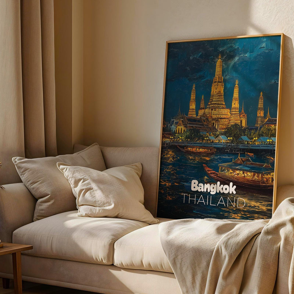 Bangkok Temple Night Print: Vibrant Thailand Wall Art (Digital Download)