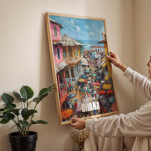 Accra Ghana Market Coastal Print: Vibrant African Wall Art (Digital Download)