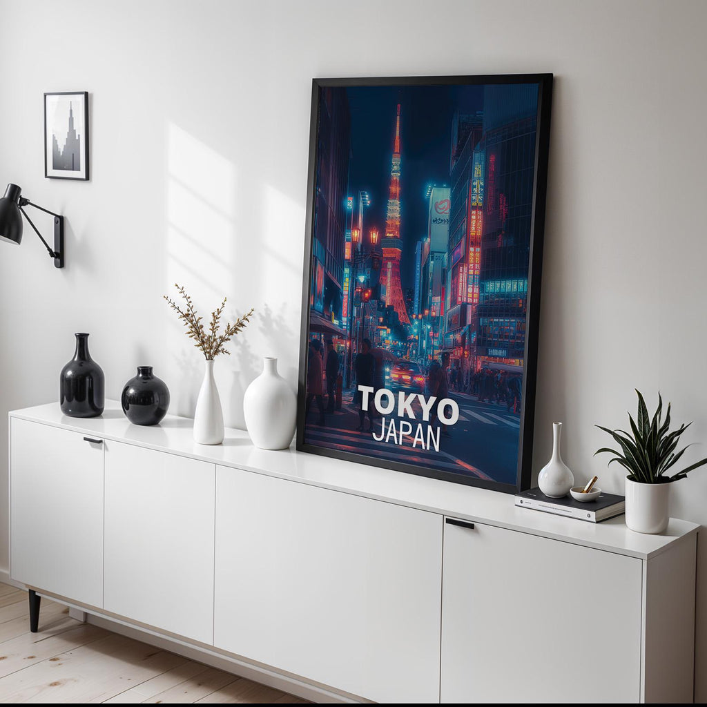 Tokyo Shibuya Neon Cityscape Print: Vibrant Japan Wall Art (Digital Download)