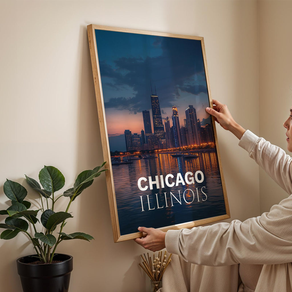 Chicago Skyline Print: Vibrant Lake Michigan Wall Art (Digital Download)