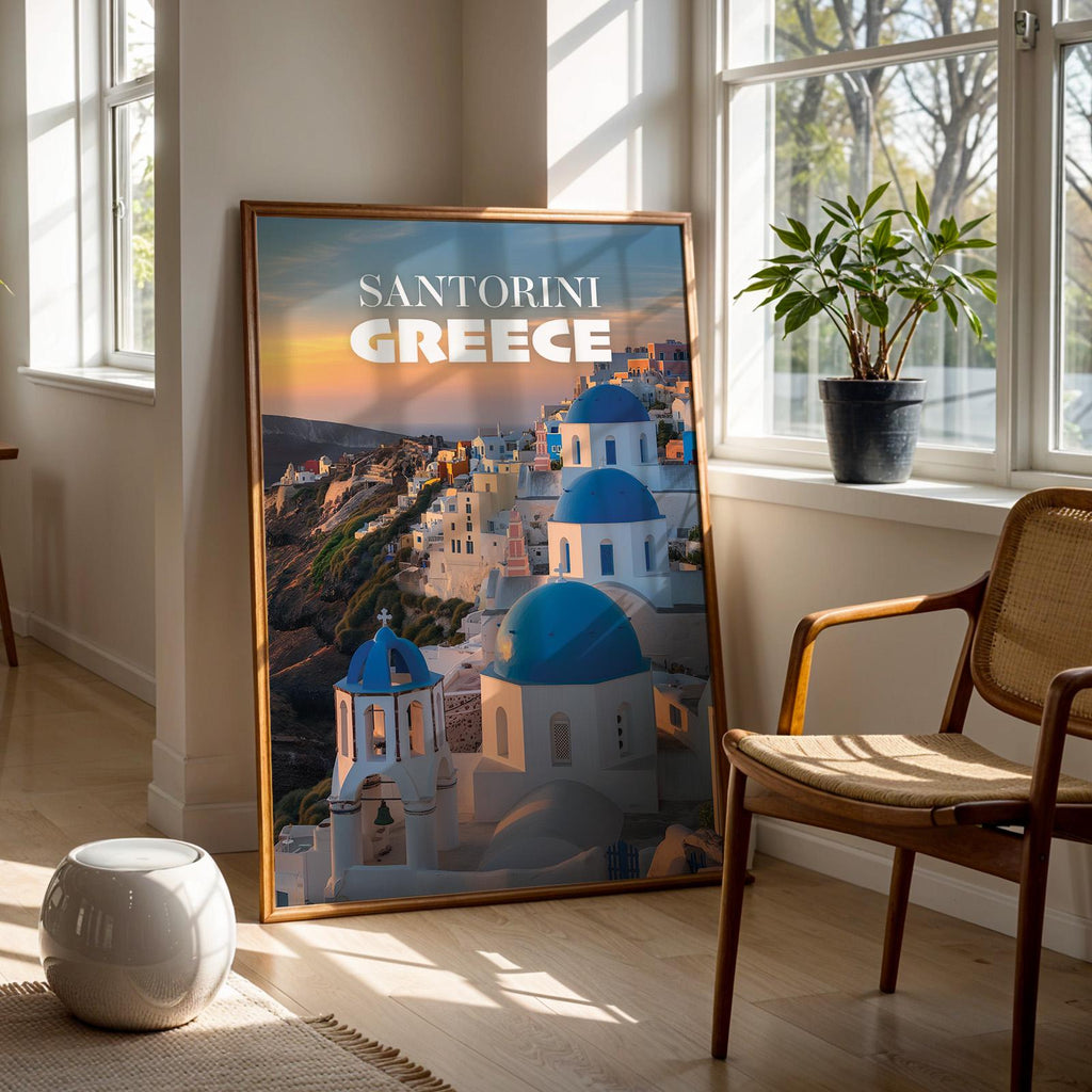 Santorini Greece Cityscape Print: Oia Caldera Wall Art (Digital Download)