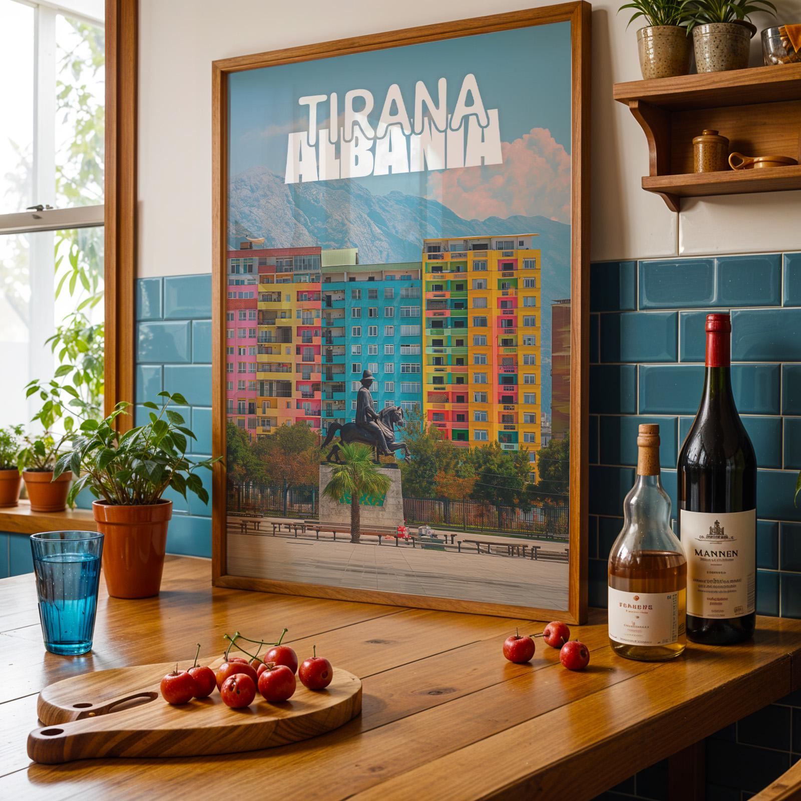 Tirana Albania Cityscape Print: Skanderbeg Square Wall Art (Digital Download)