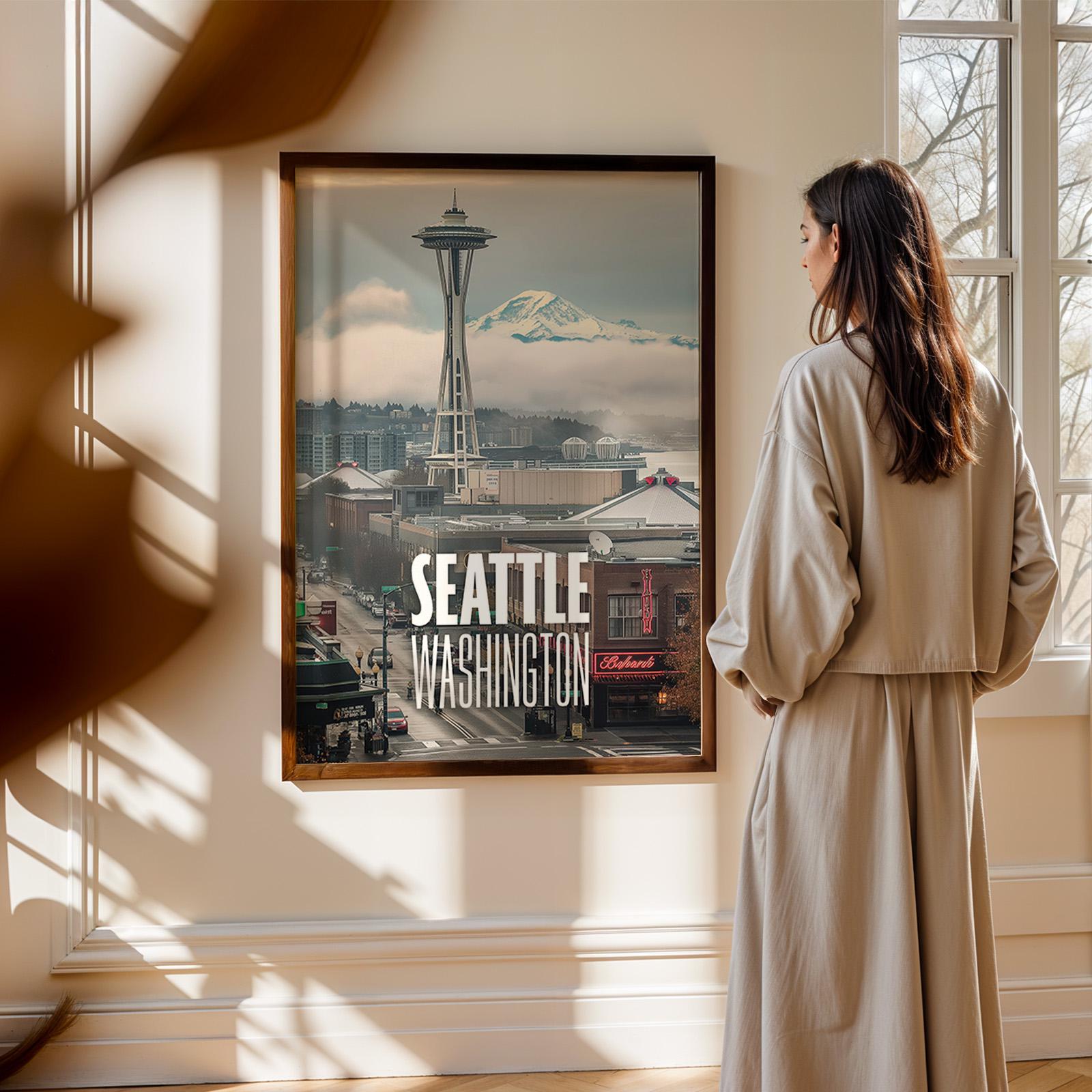 Seattle Space Needle Cityscape Print: Vibrant Pacific Northwest Wall Art (Digital Download