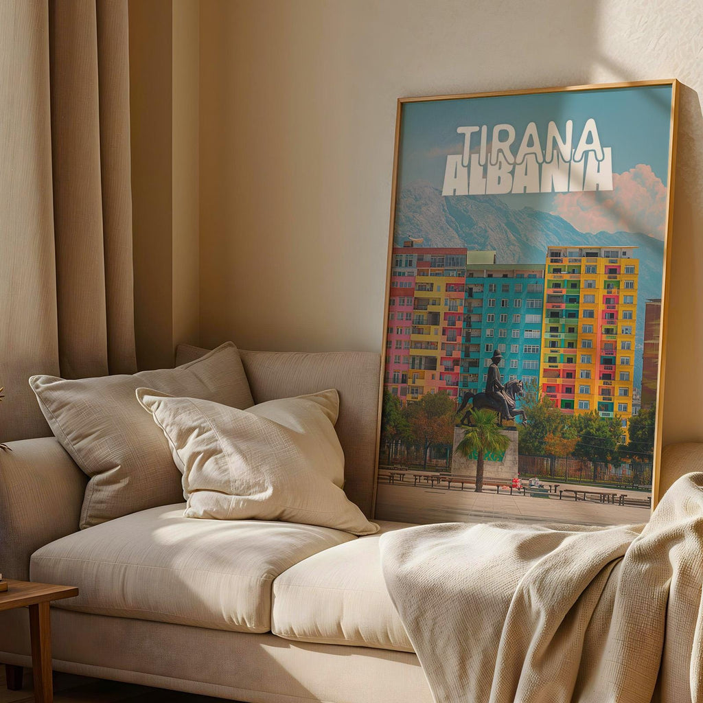 Tirana Albania Cityscape Print: Skanderbeg Square Wall Art (Digital Download)