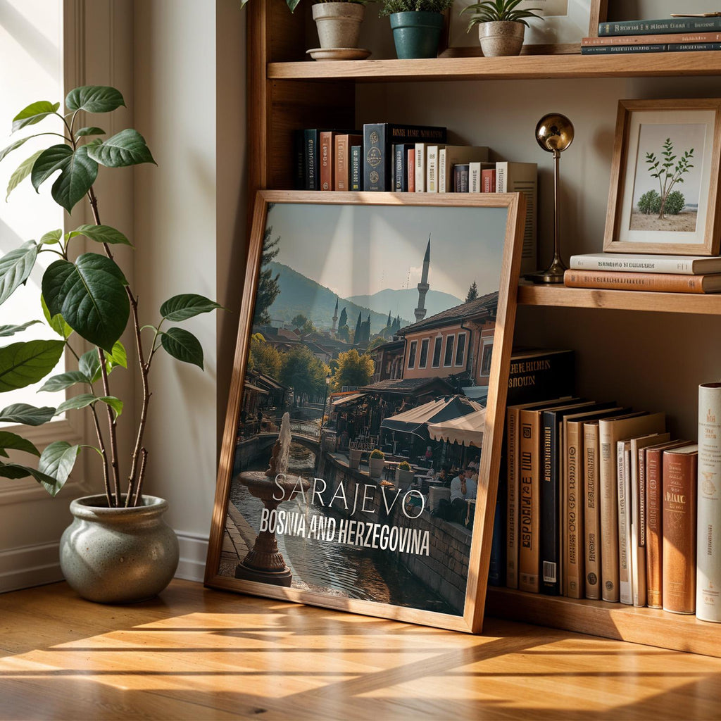 Sarajevo Bosnia Baščaršija Bazaar Cityscape Print: Vibrant Travel Poster (Digital Download)