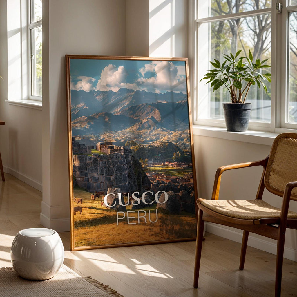 Cusco Peru Cityscape Print: Sacsayhuamán Fortress Wall Art (Digital Download)