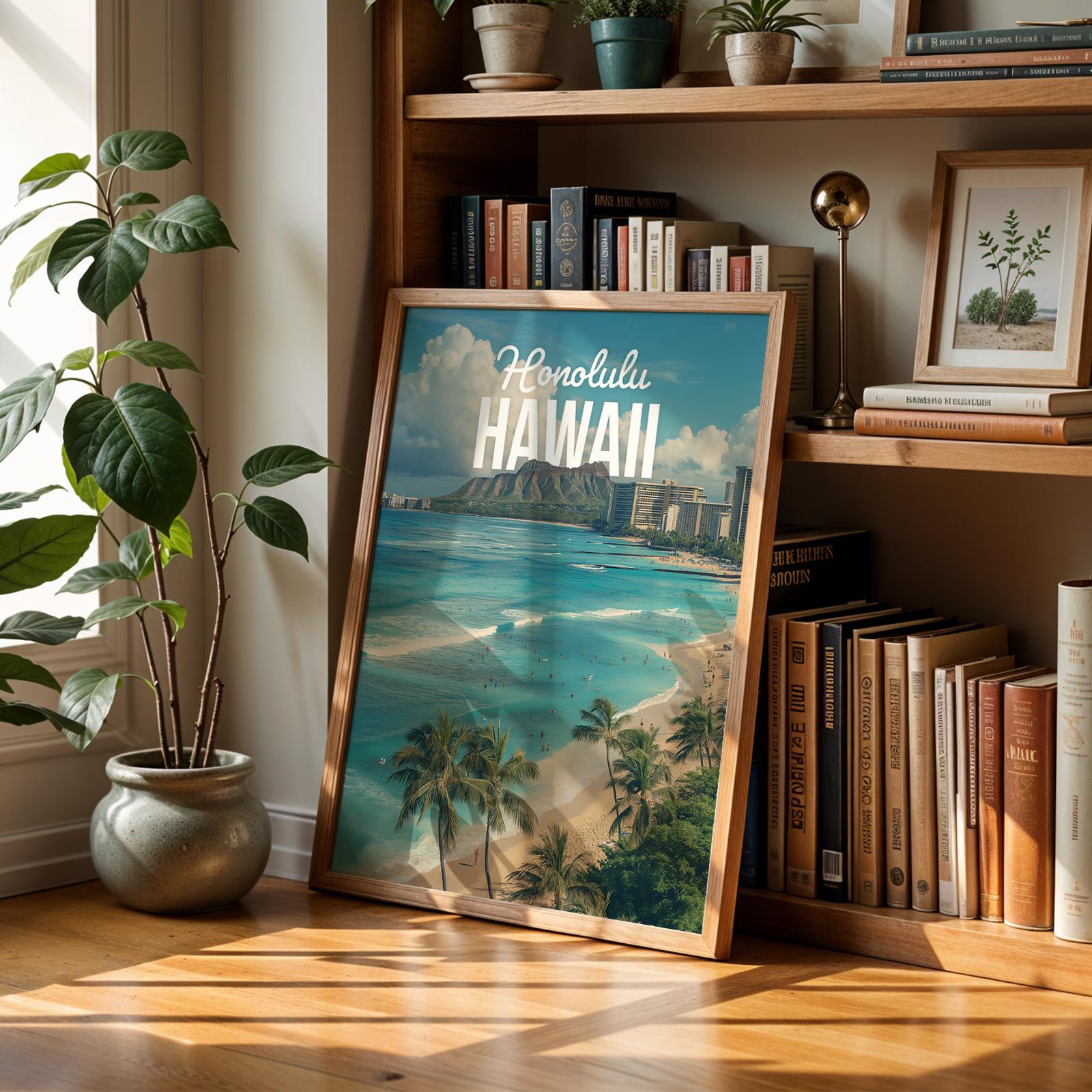 Waikiki Beach Print: Vibrant Honolulu Hawaii Landscape Art (Digital Download)