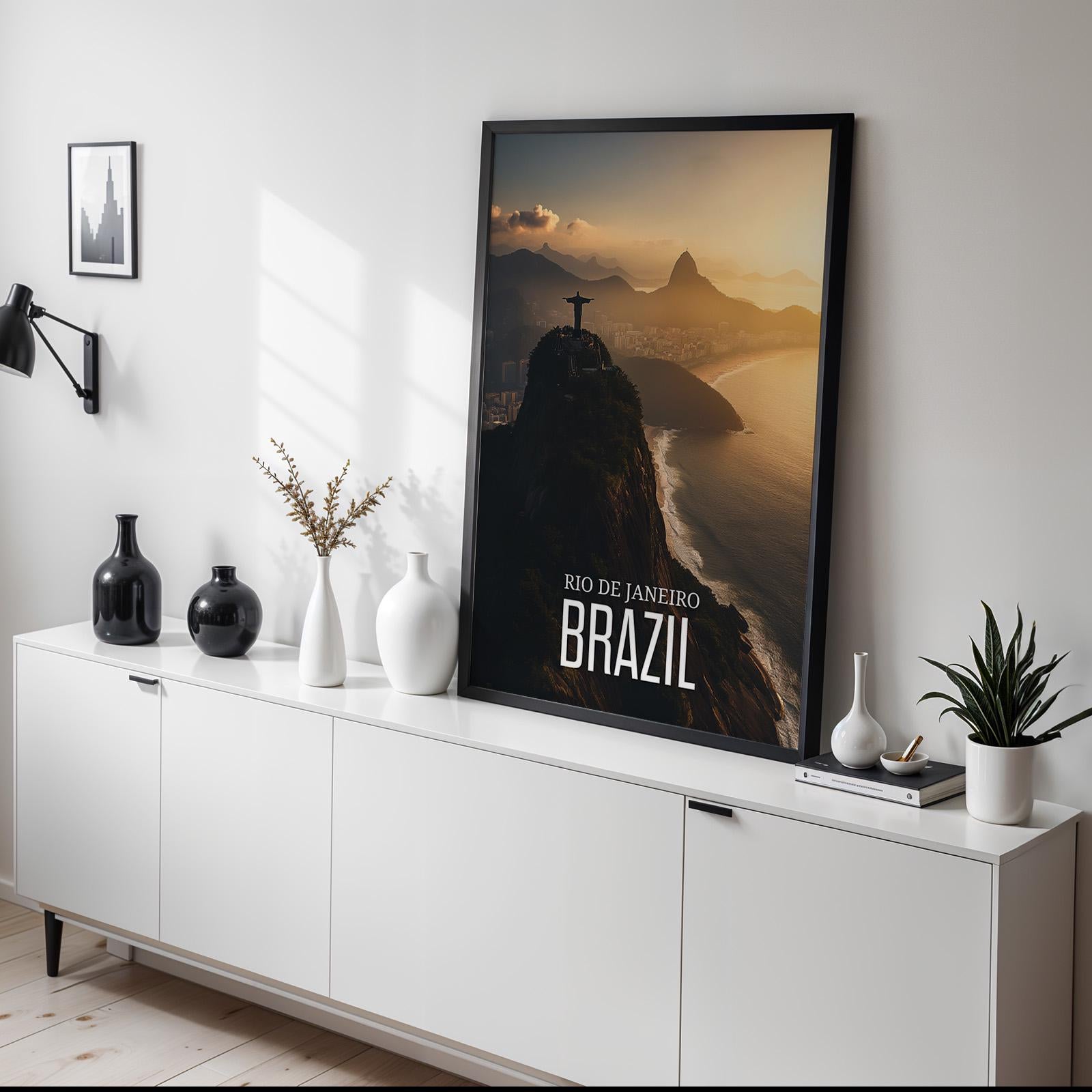 Rio de Janeiro Print: Christ the Redeemer, Brazil Harbor (Digital Download)