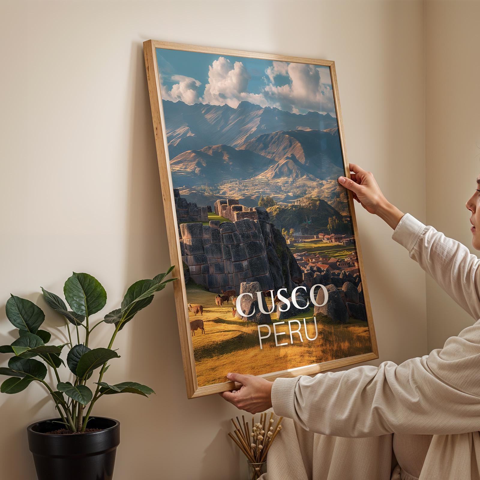 Cusco Peru Cityscape Print: Sacsayhuamán Fortress Wall Art (Digital Download)
