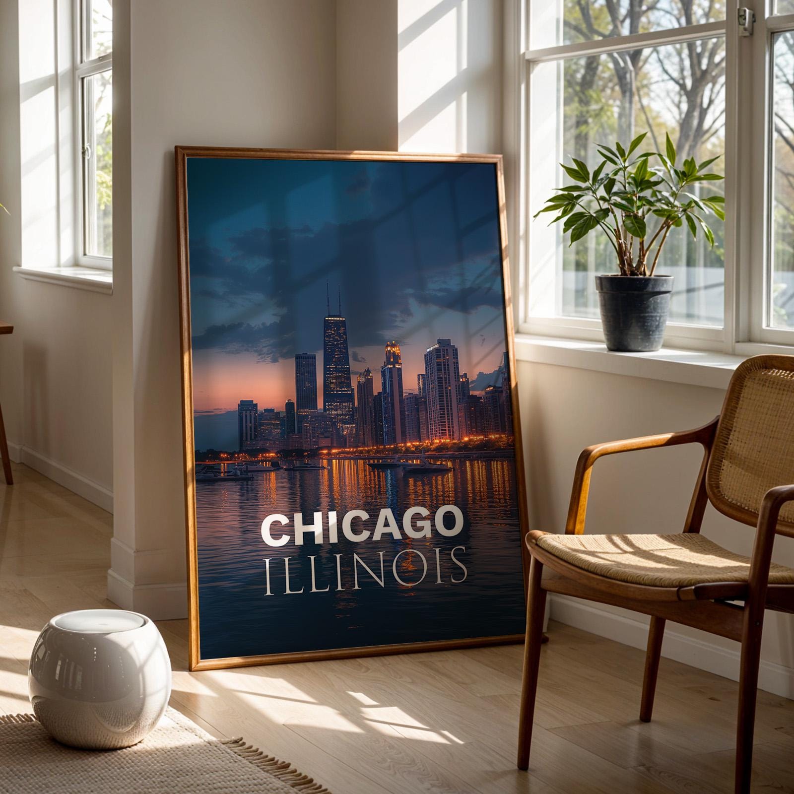 Chicago Skyline Print: Vibrant Lake Michigan Wall Art (Digital Download)