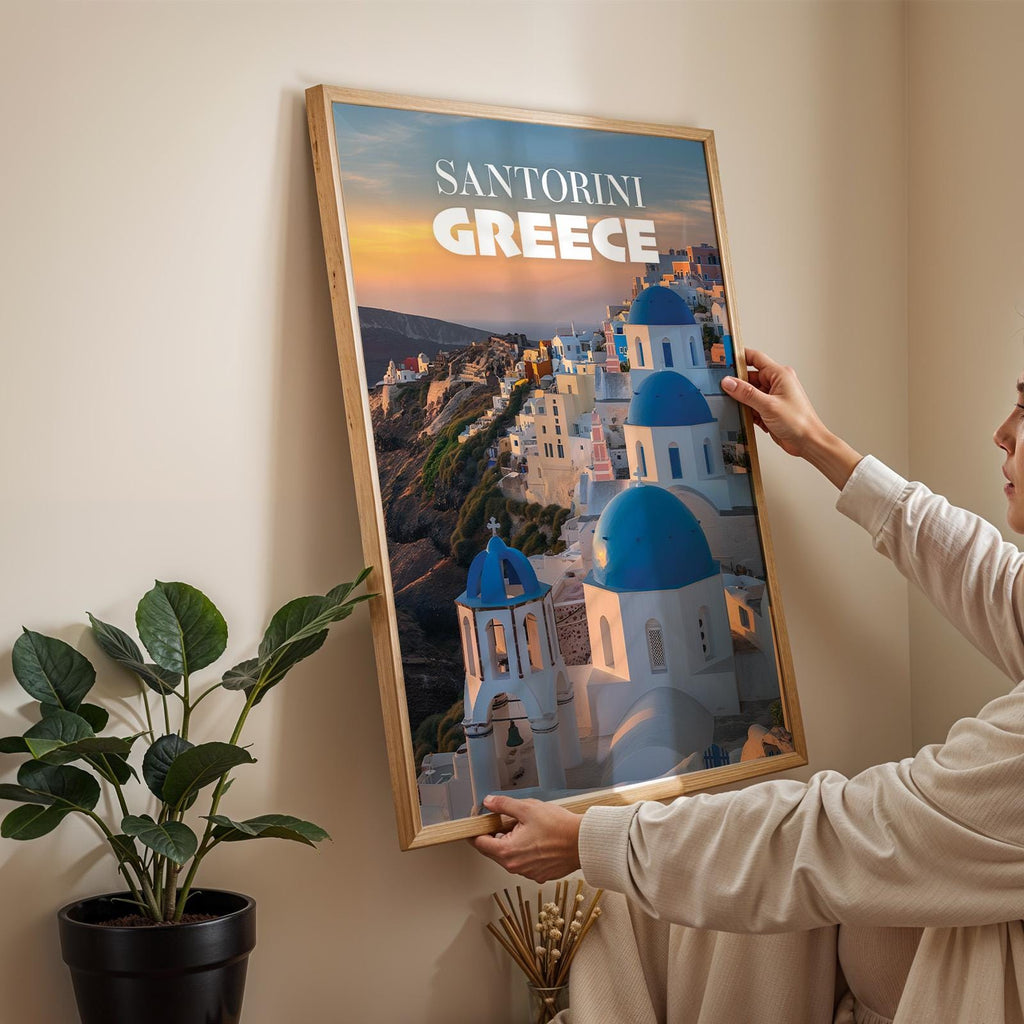 Santorini Greece Cityscape Print: Oia Caldera Wall Art (Digital Download)