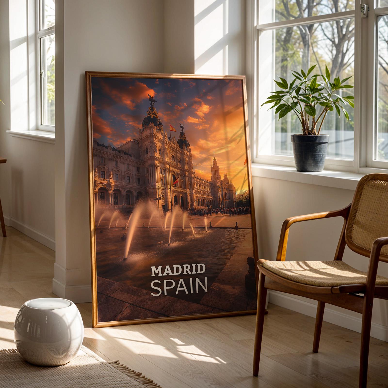 Madrid Royal Palace Cityscape Print: Vibrant Spain Wall Art (Digital Download)