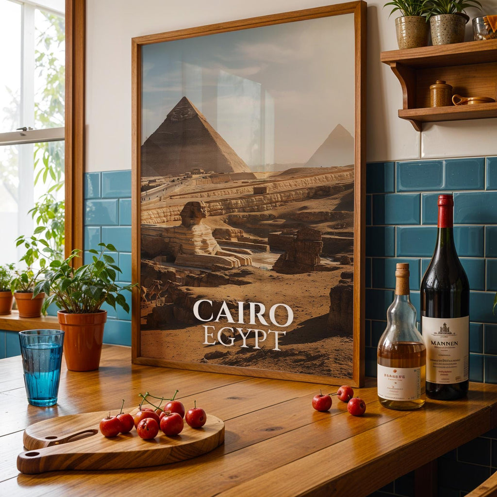 Cairo Egypt Pyramids Print: Vibrant Giza Cityscape Wall Art (Digital Download)