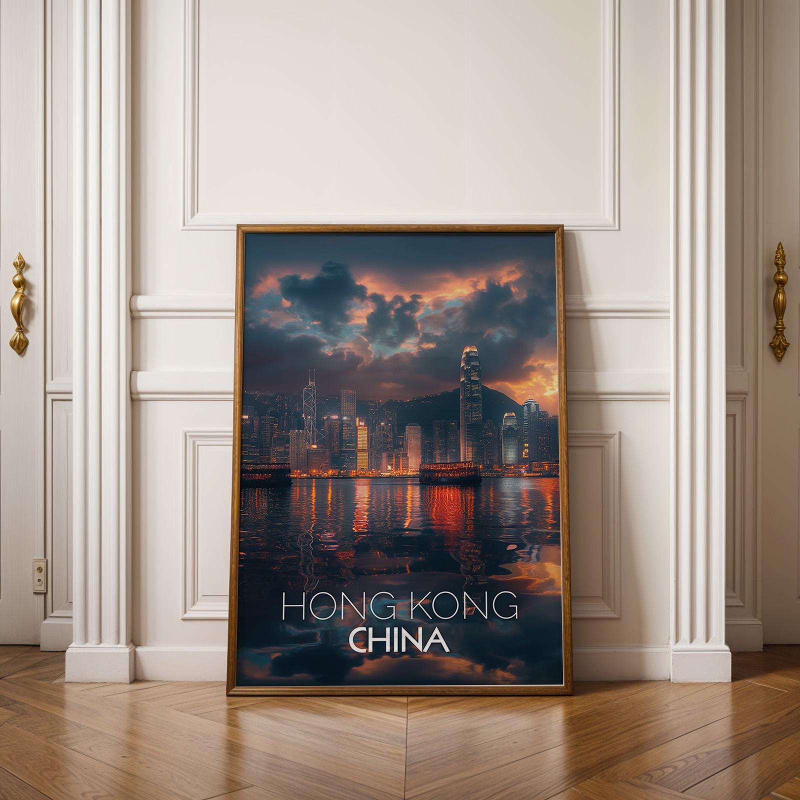 Hong Kong Skyline Print: Vibrant Victoria Harbour Wall Art (Digital Download)