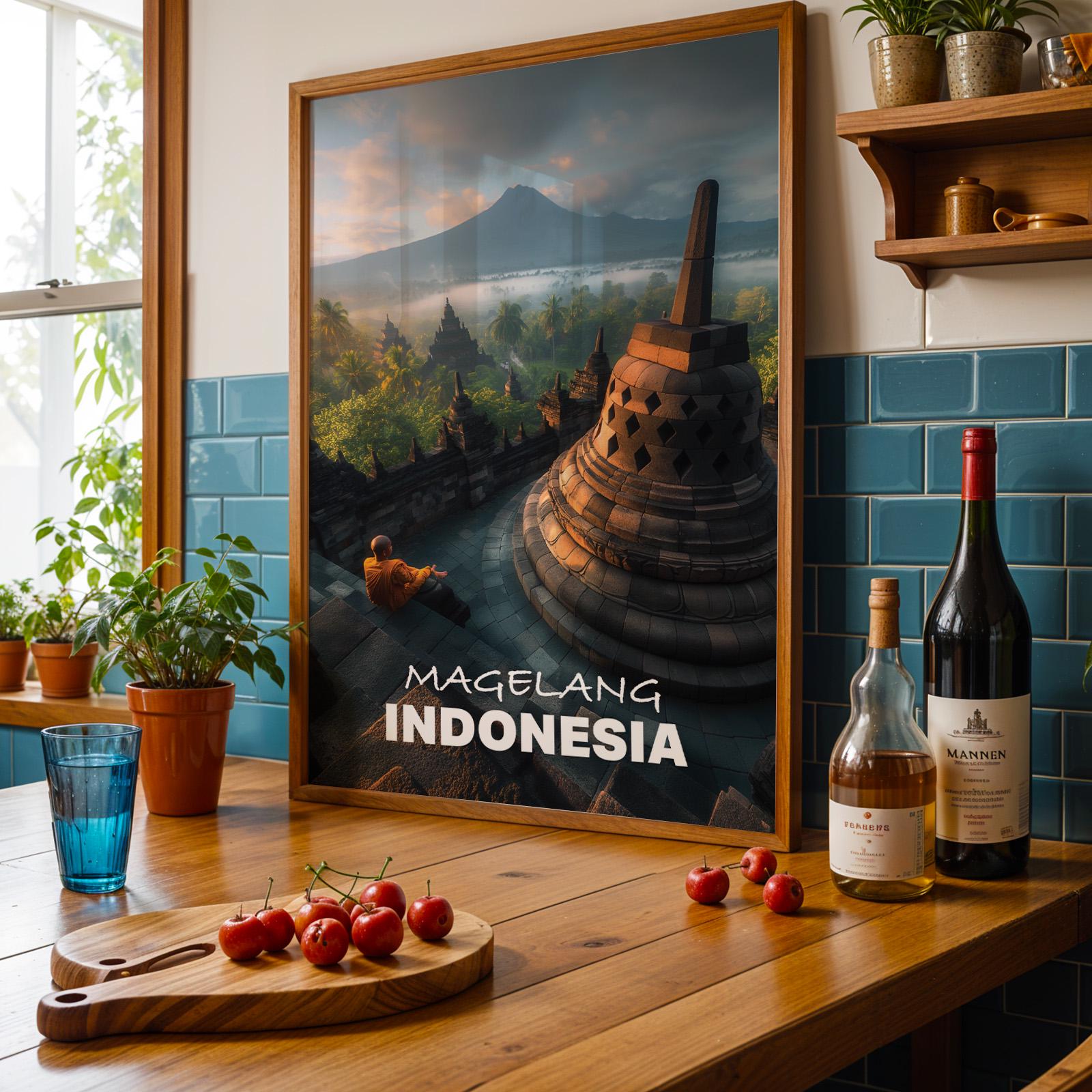 Borobudur Temple Print: Vibrant Indonesia Cityscape Wall Art (Digital Download)